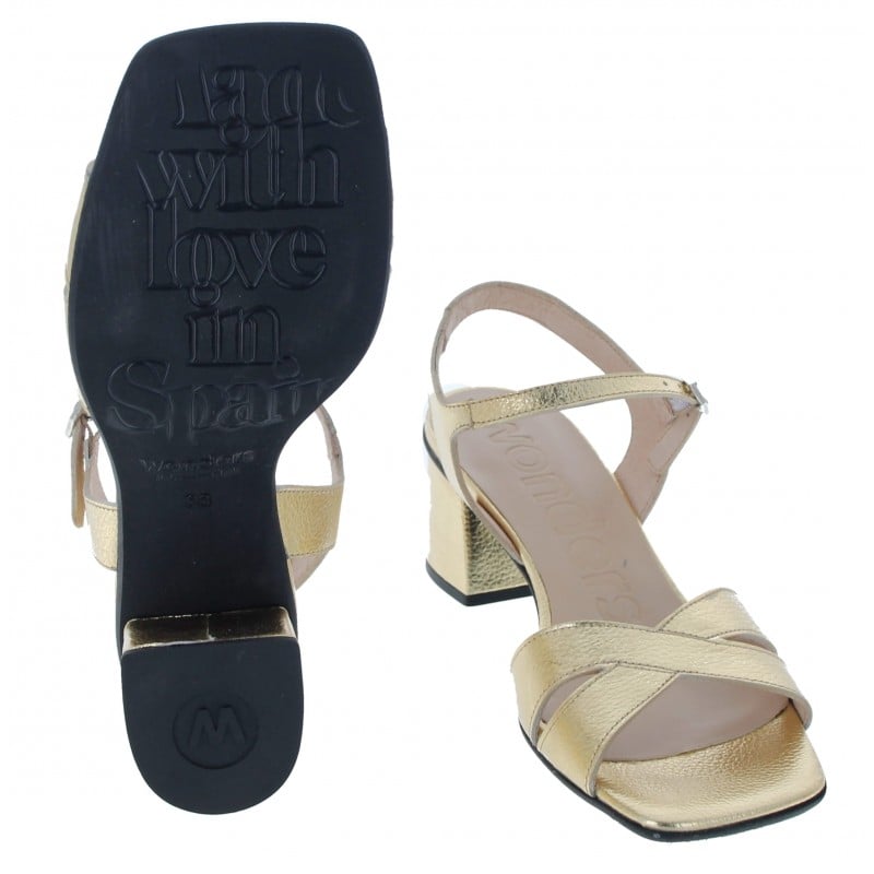 Ladies gold mid heel 2024 sandals